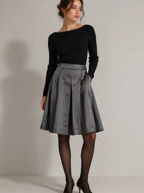 Etro Green A-Line Pleated Midi Skirt